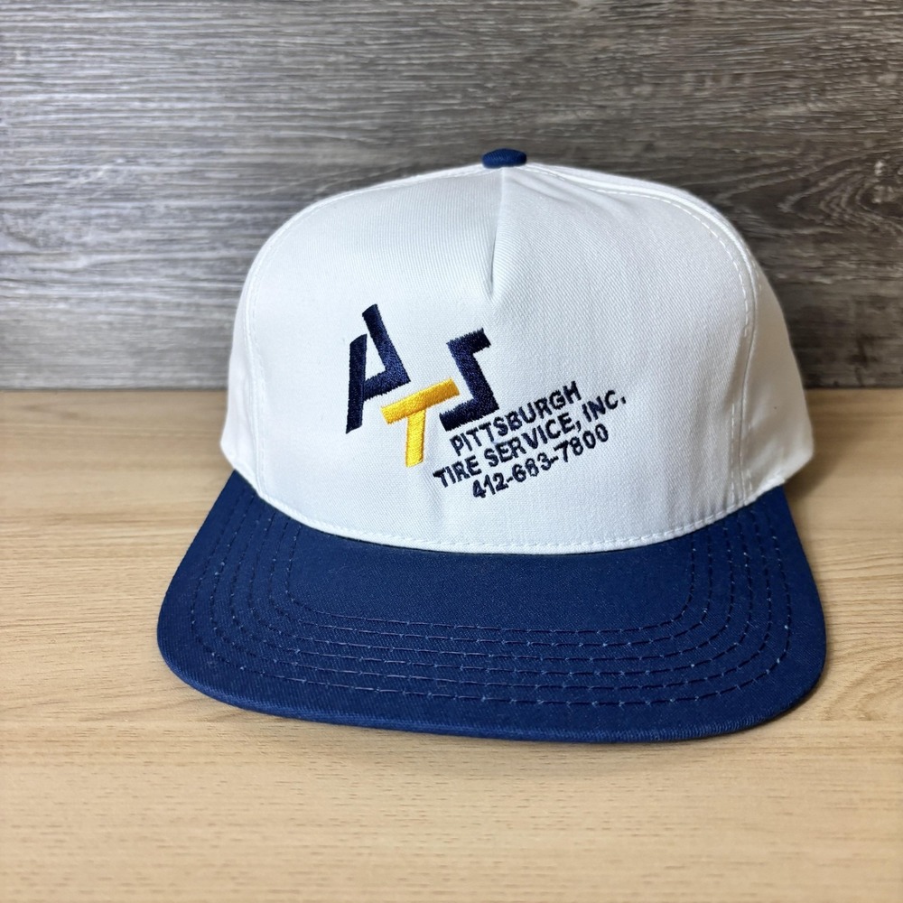 Vintage Pittsburgh Tire Service Hat Cap Snap Back White Embroidered